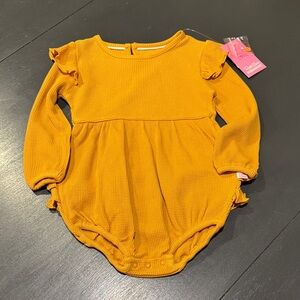 Ruffle Butts Mustard Waffle Bubble Romper - 18-24